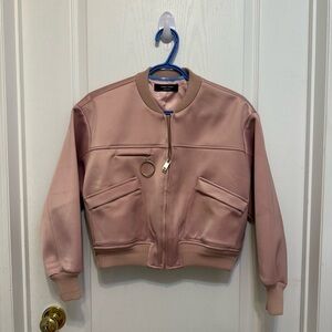 Stylish Dusty Pink Bomber Jacket Cropped